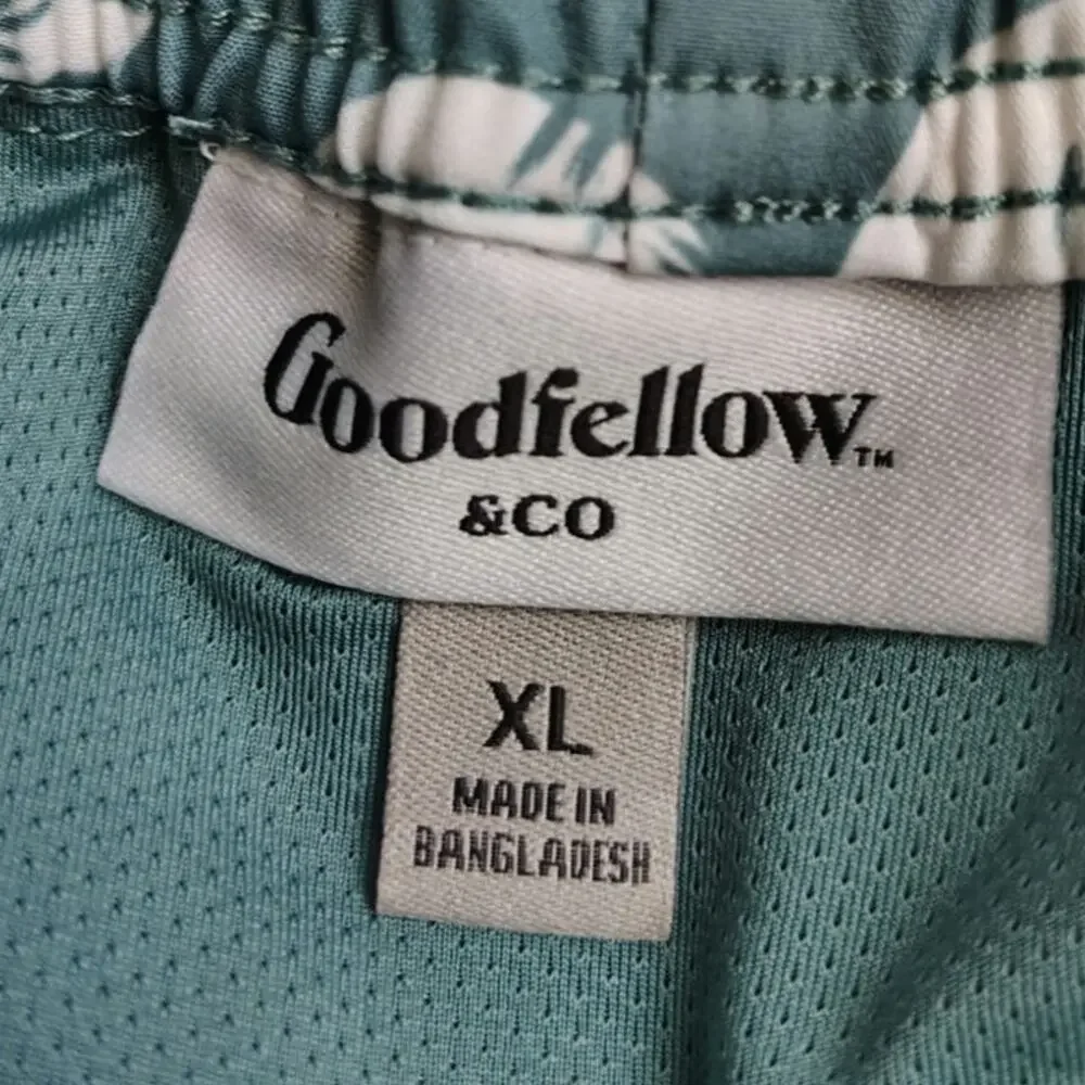 Goodfellow & Co Men's Tropical Swim Trunks Blue Hawaiian Print Drawstring Short